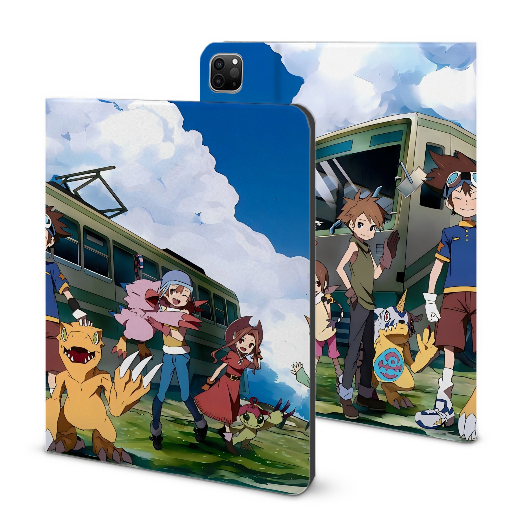 （画像用） Digimon デジタルモンスター/デジモン IPad ケース ブック型 PUレザー TPU 耐衝撃 軽量 薄型 ペン収納なし 全面保護 IPad 各モデル対応
